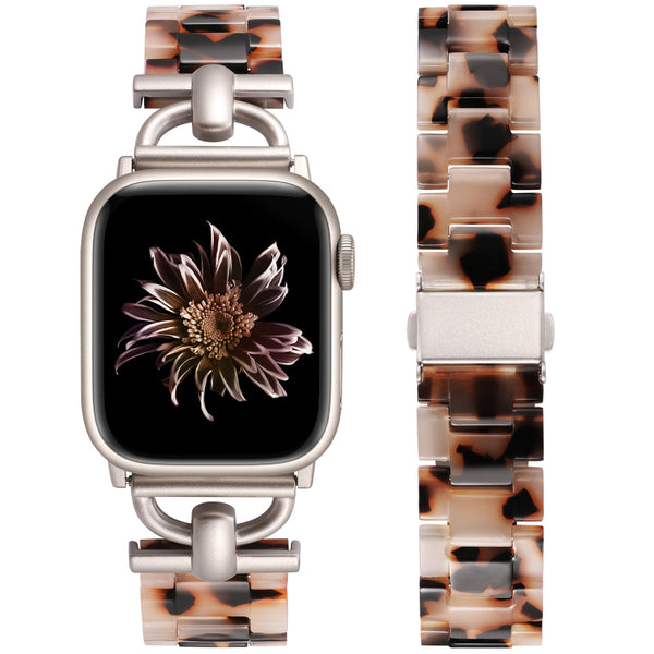 Wearlizer Resin Bands Compatible with Apple Watch Band 41mm 40mm 38mm 49mm 45mm 44mm 42mm Women, Dressy Light Waterproof D-Shape Bracelet Strap for iWatch Bands Ultra SE Series 9 8 7 6 5 4 3 2 1