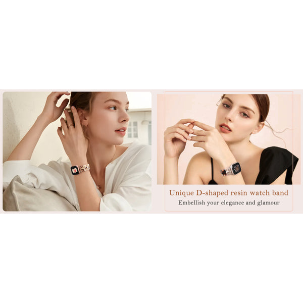 Wearlizer Resin Bands Compatible with Apple Watch Band 41mm 40mm 38mm 49mm 45mm 44mm 42mm Women, Dressy Light Waterproof D-Shape Bracelet Strap for iWatch Bands Ultra SE Series 9 8 7 6 5 4 3 2 1