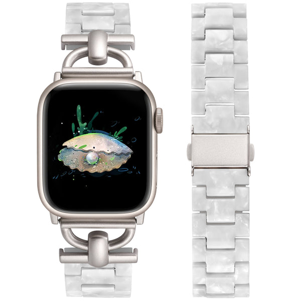 Wearlizer Resin Bands Compatible with Apple Watch Band 41mm 40mm 38mm 49mm 45mm 44mm 42mm Women, Dressy Light Waterproof D-Shape Bracelet Strap for iWatch Bands Ultra SE Series 9 8 7 6 5 4 3 2 1