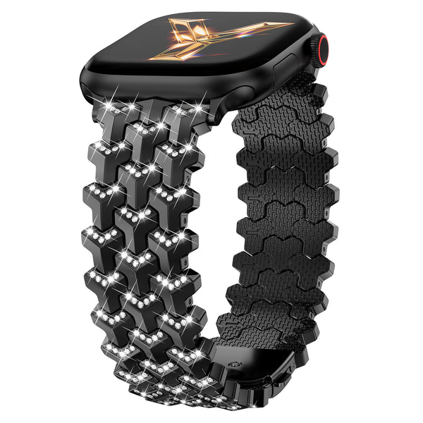 Wearlizer Luxury Bling Diamond Band Compatible with Apple Watch 42/41/40/38/46/45/44/49mm，Y-Shaped Metal Link with Crystals Women Replacement for iWatch Series 11 10 9 8 7 6 5 4 3 2 1 SE/Ultra(1/2/3)