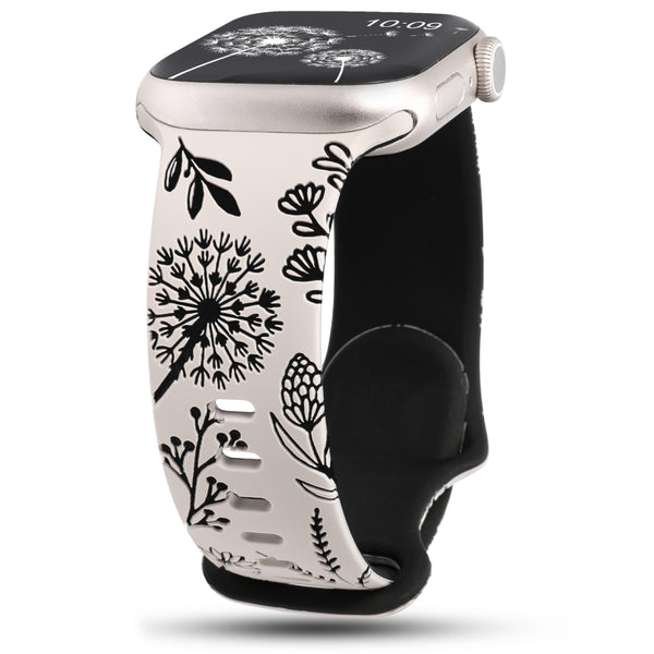 Wearlizer Floral Engraved Band Compatible with Apple Watch Bands 41mm 40mm 38mm 49mm 45mm 44mm 42mm Women, Two-Tone Flower Soft Silicone Cute Sport Strap for iWatch Series 9 8 7 6 5 4 3 2 1 SE Ultra 2