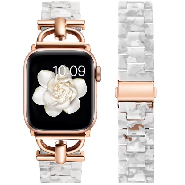Wearlizer Resin Bands Compatible with Apple Watch Band 41mm 40mm 38mm 49mm 45mm 44mm 42mm Women, Dressy Light Waterproof D-Shape Bracelet Strap for iWatch Bands Ultra SE Series 9 8 7 6 5 4 3 2 1