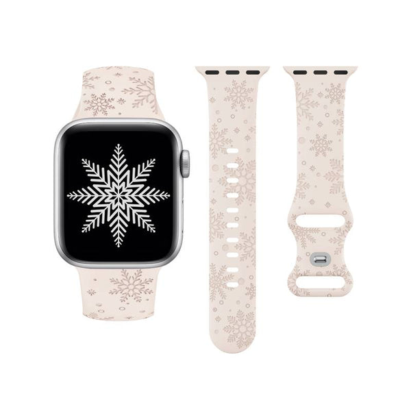 Wearlizer Christmas Snowflakes Engraved Band Compatible with Apple Watch Band 41/38/40/42/45/44/46/49mm Cute Strap Soft Silicone Sport Replacement Band for iWatch Ultra Series 10/9/8/7/6/5/4/3/2/1/SE