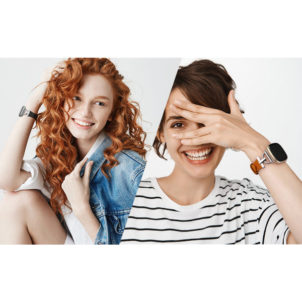 Wearlizer Leather Band Compatible with Fitbit Sense 2 Bands/Versa 4 Bands for Women, Dressy Leather Strap with D-Shape Metal Buckle for Versa 4 Sense 2 Smartwatch