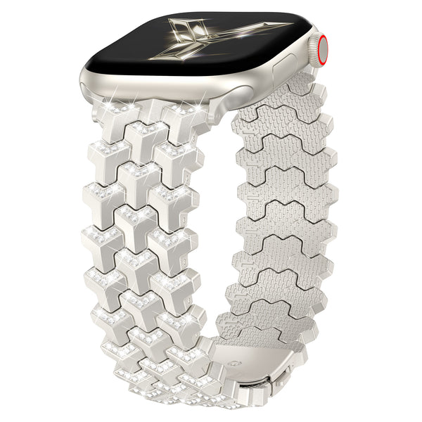 Wearlizer Luxury Bling Diamond Band Compatible with Apple Watch 42/41/40/38/46/45/44/49mm，Y-Shaped Metal Link with Crystals Women Replacement for iWatch Series 11 10 9 8 7 6 5 4 3 2 1 SE/Ultra(1/2/3)