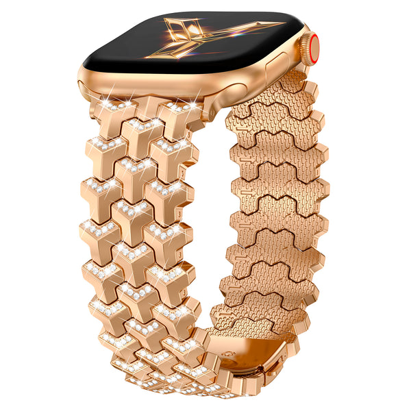 Wearlizer Luxury Bling Diamond Band Compatible with Apple Watch 42/41/40/38/46/45/44/49mm，Y-Shaped Metal Link with Crystals Women Replacement for iWatch Series 11 10 9 8 7 6 5 4 3 2 1 SE/Ultra(1/2/3)