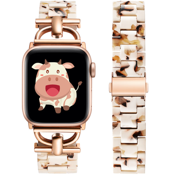 Wearlizer Resin Bands Compatible with Apple Watch Band 41mm 40mm 38mm 49mm 45mm 44mm 42mm Women, Dressy Light Waterproof D-Shape Bracelet Strap for iWatch Bands Ultra SE Series 9 8 7 6 5 4 3 2 1