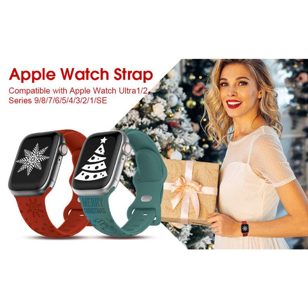 Wearlizer Christmas Snowflakes Engraved Band Compatible with Apple Watch Band 41/38/40/42/45/44/46/49mm Cute Strap Soft Silicone Sport Replacement Band for iWatch Ultra Series 10/9/8/7/6/5/4/3/2/1/SE