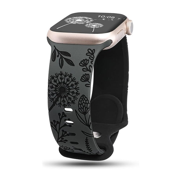 Wearlizer Floral Engraved Band Compatible with Apple Watch Bands 41mm 40mm 38mm 49mm 45mm 44mm 42mm Women, Two-Tone Flower Soft Silicone Cute Sport Strap for iWatch Series 9 8 7 6 5 4 3 2 1 SE Ultra 2