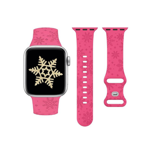 Wearlizer Christmas Snowflakes Engraved Band Compatible with Apple Watch Band 41/38/40/42/45/44/46/49mm Cute Strap Soft Silicone Sport Replacement Band for iWatch Ultra Series 10/9/8/7/6/5/4/3/2/1/SE