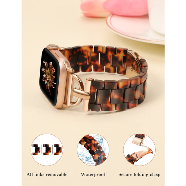 Wearlizer Resin Bands Compatible with Apple Watch Band 41mm 40mm 38mm 49mm 45mm 44mm 42mm Women, Dressy Light Waterproof D-Shape Bracelet Strap for iWatch Bands Ultra SE Series 9 8 7 6 5 4 3 2 1
