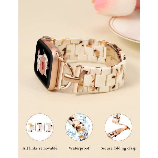Wearlizer Resin Bands Compatible with Apple Watch Band 41mm 40mm 38mm 49mm 45mm 44mm 42mm Women, Dressy Light Waterproof D-Shape Bracelet Strap for iWatch Bands Ultra SE Series 9 8 7 6 5 4 3 2 1
