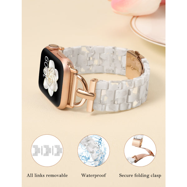 Wearlizer Resin Bands Compatible with Apple Watch Band 41mm 40mm 38mm 49mm 45mm 44mm 42mm Women, Dressy Light Waterproof D-Shape Bracelet Strap for iWatch Bands Ultra SE Series 9 8 7 6 5 4 3 2 1