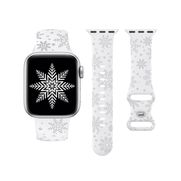 Wearlizer Christmas Snowflakes Engraved Band Compatible with Apple Watch Band 41/38/40/42/45/44/46/49mm Cute Strap Soft Silicone Sport Replacement Band for iWatch Ultra Series 10/9/8/7/6/5/4/3/2/1/SE