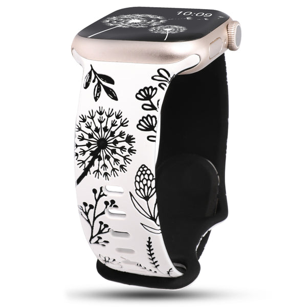 Wearlizer Floral Engraved Band Compatible with Apple Watch Bands 41mm 40mm 38mm 49mm 45mm 44mm 42mm Women, Two-Tone Flower Soft Silicone Cute Sport Strap for iWatch Series 9 8 7 6 5 4 3 2 1 SE Ultra 2