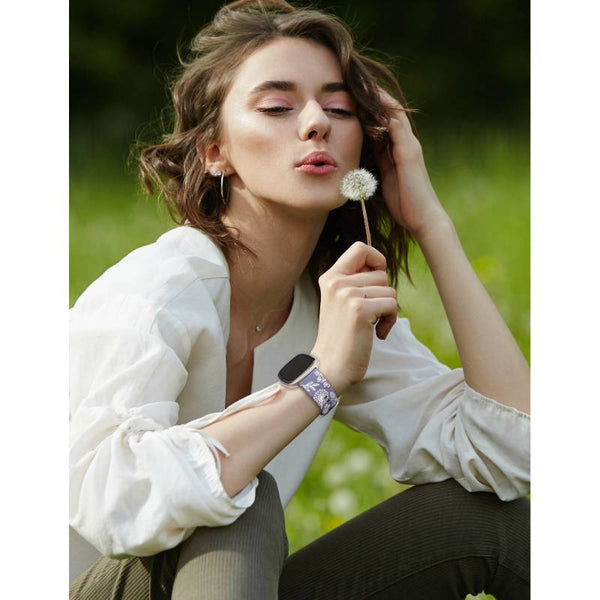 Wearlizer 2 Packs Floral Engraved Band Compatible with Fitbit Versa 4 Bands/Versa 3 Bands/Sense 2/Sense Bands Women, Cute Two-Tone Flower Soft Silicone Sport Strap for Versa 3 4 Sense 2 Watch Band