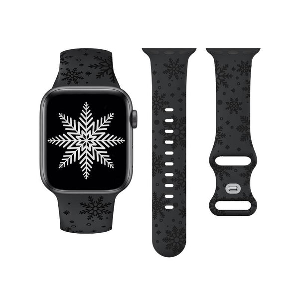 Wearlizer Christmas Snowflakes Engraved Band Compatible with Apple Watch Band 41/38/40/42/45/44/46/49mm Cute Strap Soft Silicone Sport Replacement Band for iWatch Ultra Series 10/9/8/7/6/5/4/3/2/1/SE