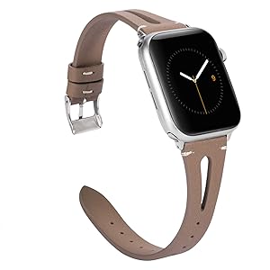 Wearlizer Beige Leather Compatible with Apple Watch Band 38mm 40mm 41mm for iWatch SE Womens Mens Special Triangle Hole Straps Wristband Cool Replacement Bracelet (Metal Buckle) Series 8 7 6 5 4 3 2 1