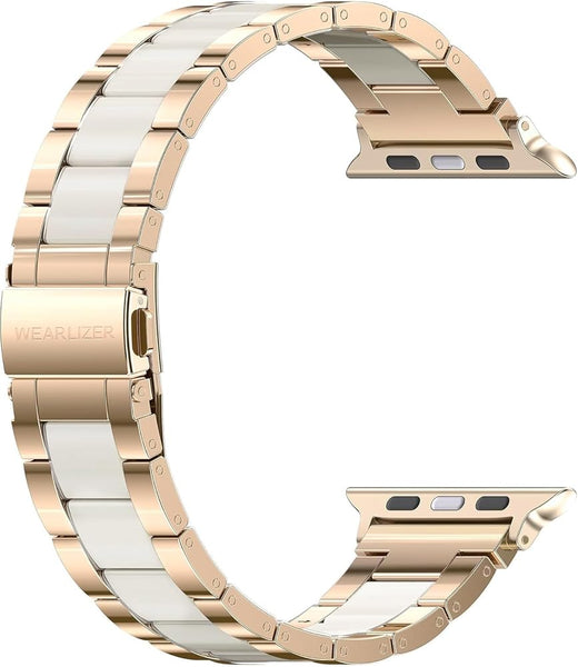 Wearlizer Apple Watch Band Stainless Steel and Resin Replacement Metal Clasp Strap Series 6 5 4 3 2 1