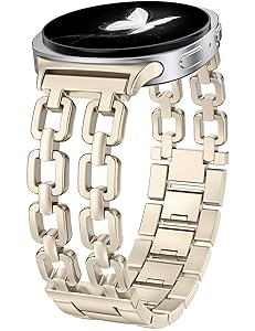 Wearlizer Metal Bands Compatible with Samsung Galaxy Watch 8 Band 40mm 44mm/Watch 8 Classic 46mm, No Gap Dressy Stainless Steel Chain Strap Wristbands Accessories for Women