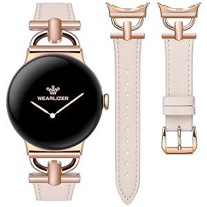 Wearlizer Leather Bands Compatible with Google Pixel Watch 4/3 41mm/Pixel Watch 2/1 Band Women, Dressy Designer Slim Leather Strap with D-Shape Metal Buckle for Pixel Smartwatch Accessories