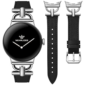 Wearlizer Leather Bands Compatible with Google Pixel Watch 4/3 41mm/Pixel Watch 2/1 Band Women, Dressy Designer Slim Leather Strap with D-Shape Metal Buckle for Pixel Smartwatch Accessories