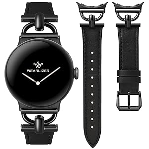 Wearlizer Leather Bands Compatible with Google Pixel Watch 4/3 41mm/Pixel Watch 2/1 Band Women, Dressy Designer Slim Leather Strap with D-Shape Metal Buckle for Pixel Smartwatch Accessories
