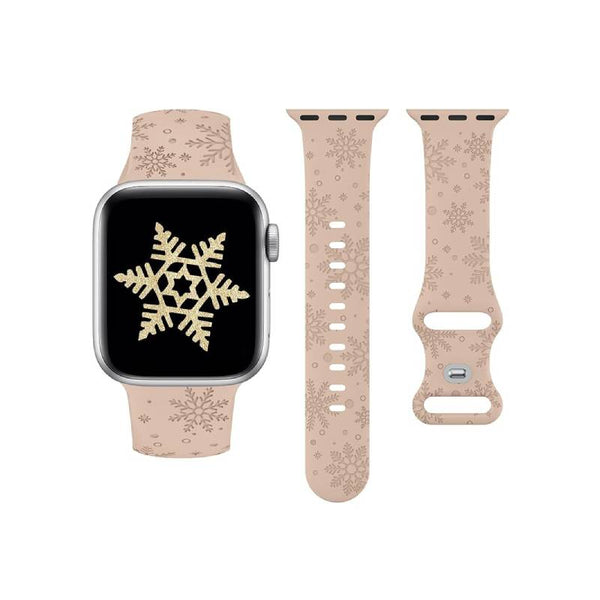 Wearlizer Christmas Snowflakes Engraved Band Compatible with Apple Watch Band 41/38/40/42/45/44/46/49mm Cute Strap Soft Silicone Sport Replacement Band for iWatch Ultra Series 10/9/8/7/6/5/4/3/2/1/SE
