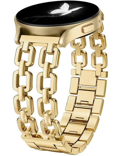 Wearlizer Metal Band Compatible with Samsung Galaxy Watch 7 6 5 4 FE Active 2 40mm 44mm/Watch 6 4 Classic 43mm 47mm 42mm 46mm/Watch 5 Pro 45mm Bands, 20mm Dressy Stainless Steel Chain Strap Women