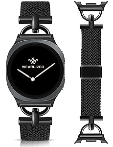 Wearlizer Braided Magnetic Band Compatible with Samsung Galaxy Watch 8 Band 40mm 44mm/Galaxy Watch 8 Classic 46mm, Designer D-Shape Stretchy Elastic Nylon Strap Wristband for Galaxy Watch 8 Women Men