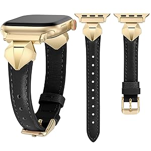 Wearlizer Slim Leather Band Compatible with Apple Watch Bands Women 42/41/40/38/44/45/46/49mm, Dressy Fancy Thin Designer Strap Wristband for iWatch Series 11 10 9 8 7 6 5 4 SE/Ultra 3 2 1