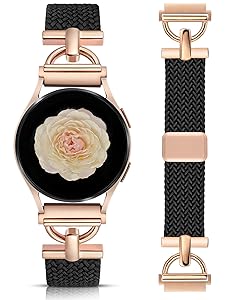 Wearlizer Braided Magnetic Band Compatible with Samsung Galaxy Watch 7 6 5 4 FE Active 2 40mm 44mm/Watch 6 4 Classic 43mm 47mm 42mm 46mm/Watch 5 Pro 45mm Bands,20mm Stretchy Elastic Nylon Strap Women