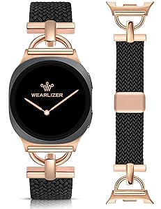 Wearlizer Braided Magnetic Band Compatible with Samsung Galaxy Watch 8 Band 40mm 44mm/Galaxy Watch 8 Classic 46mm, Designer D-Shape Stretchy Elastic Nylon Strap Wristband for Galaxy Watch 8 Women Men