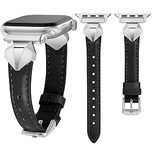 Wearlizer Slim Leather Band Compatible with Apple Watch Bands Women 42/41/40/38/44/45/46/49mm, Dressy Fancy Thin Designer Strap Wristband for iWatch Series 11 10 9 8 7 6 5 4 SE/Ultra 3 2 1