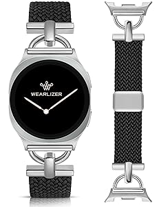 Wearlizer Braided Magnetic Band Compatible with Samsung Galaxy Watch 8 Band 40mm 44mm/Galaxy Watch 8 Classic 46mm, Designer D-Shape Stretchy Elastic Nylon Strap Wristband for Galaxy Watch 8 Women Men