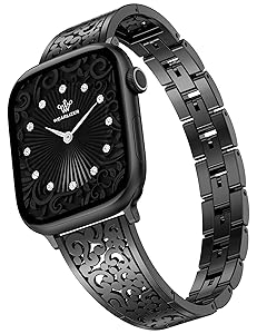 Wearlizer Compatible with Apple Watch Bands for Women 41/40/38/44/45/46/49/42mm, Jewelry Dressy Stainless Steel Metal Scrollwork Chain Bracelet for iWatch Band Series 11 10 9 8 7 6 5 4 SE/Ultra 3