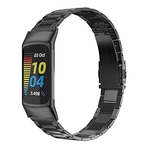 Wearlizer Compatible with Fitbit Charge 6/Charge 5 Bands for Women Men, Classic Stainless Steel Ultra-Thin Lightweight Replacement Straps Charge 6/Charge 5 Bands