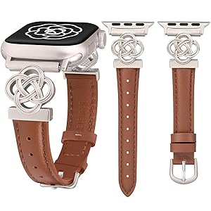 Wearlizer Slim Leather Band Compatible with Apple Watch Bands Women 41/40/38/42/44/45/46/49mm, Dressy Fancy Designer Celtic Knot Thin Strap for iWatch Series 11 10 9 8 7 6 5 4 3 SE/Ultra 3 2 1