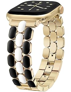 Wearlizer Metal Band Compatible with Apple Watch Bands for Women 40/38/41/42/44/45/46/49mm, Enamel Stainless Steel Strap for iWatch Series 11-1 SE/Ultra