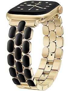 Wearlizer Metal Band Compatible with Apple Watch Bands for Women 40/38/41/42/44/45/46/49mm, Enamel Stainless Steel Strap for iWatch Series 11-1 SE/Ultra