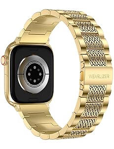 Wearlizer Stainless Steel Band Compatible with Apple Watch Band 49/46/45/44/42/41/40/38mm Men Women, Zigzag Weave Durable Metal Strap for iWatch Series 11 10 9 8 7 6 5 4 3 SE/Ultra 3 2 1