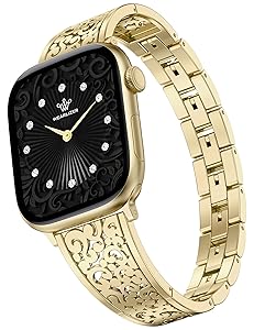 Wearlizer Compatible with Apple Watch Bands for Women 41/40/38/44/45/46/49/42mm, Jewelry Dressy Stainless Steel Metal Scrollwork Chain Bracelet for iWatch Band Series 11 10 9 8 7 6 5 4 SE/Ultra 3