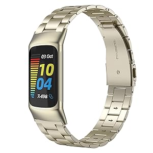 Wearlizer Compatible with Fitbit Charge 5 Bands for Women Men, Classic Stainless Steel Ultra-Thin Lightweight Replacement Straps Charge 5 Bands