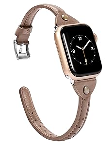 Wearlizer Beige Leather Compatible with Apple Watch Leather Band 38mm 40mm 41mm for iWatch SE Women Men Slim Strap Wristband Leisure Unique Rivet Bracelet (Silver Metal Clasp) Series 8 7 6 5 4 3 2 1