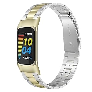 Wearlizer Compatible with Fitbit Charge 6/Charge 5 Bands for Women Men, Classic Stainless Steel Ultra-Thin Lightweight Replacement Straps Charge 6/Charge 5 Bands