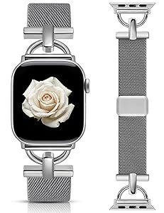 Wearlizer Magnetic Stretchy Band Compatible with Apple Watch Bands 42/46/38/40/41/44/45/49mm Women Men, Designer D-Shape Elastic Nylon Loop Strap for iWatch Series 11 10 9 8 7 6 5 4 SE/Ultra 3 2 1