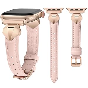 Wearlizer Slim Leather Band Compatible with Apple Watch Bands Women 42/41/40/38/44/45/46/49mm, Dressy Fancy Thin Designer Strap Wristband for iWatch Series 11 10 9 8 7 6 5 4 SE/Ultra 3 2 1
