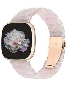 Wearlizer Resin Band Compatible with Fitbit Versa 4 Bands for Woman/Versa 3/Sense 2/Sense Bands Women Men, Cute Fashion Lightweight Wristband Strap Accessories