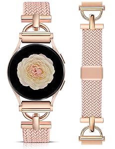 Wearlizer Braided Magnetic Band Compatible with Samsung Galaxy Watch 7 6 5 4 FE Active 2 40mm 44mm/Watch 6 4 Classic 43mm 47mm 42mm 46mm/Watch 5 Pro 45mm Bands,20mm Stretchy Elastic Nylon Strap Women