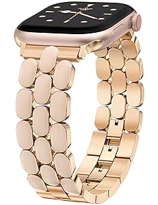 Wearlizer Metal Band Compatible with Apple Watch Bands for Women 40/38/41/42/44/45/46/49mm, Enamel Stainless Steel Strap for iWatch Series 11-1 SE/Ultra